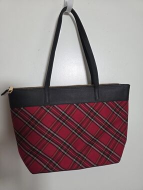 NWT Talbots Tote Bag Large Tartan Plaid 2 Handle Travel Work Weekender Bag